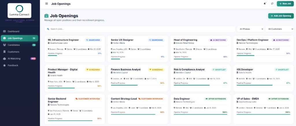Lumma Recruiting — Gestión de posiciones